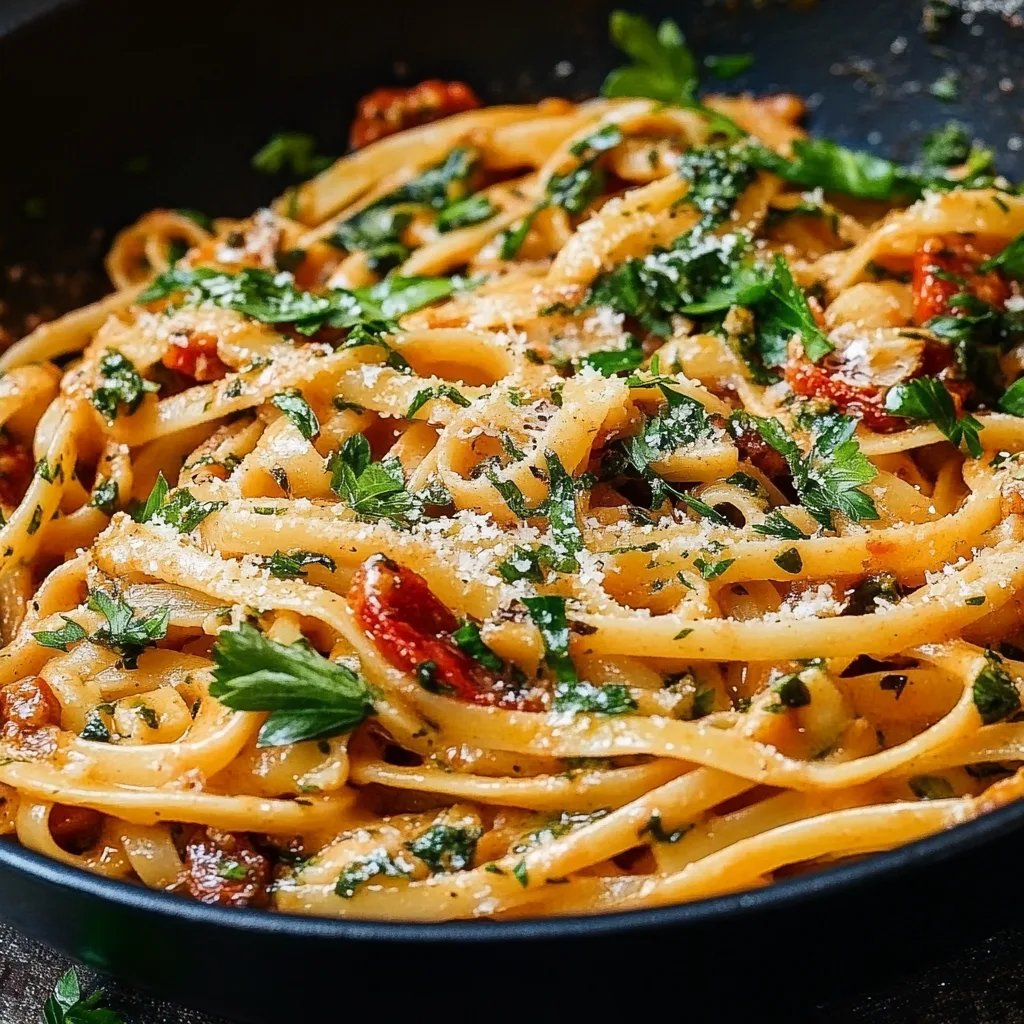 Cremige Sonnengetrocknete Tomaten Vegan Pasta