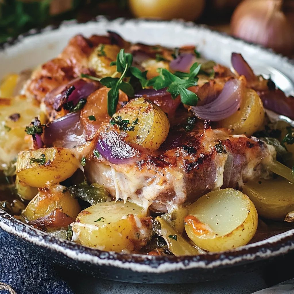 Kartoffel-Rosenkohl-Auflauf mit Speck