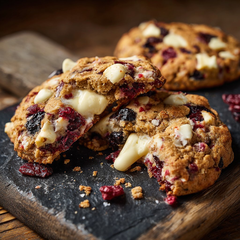 Cookies mit weißer Schokolade und Beeren