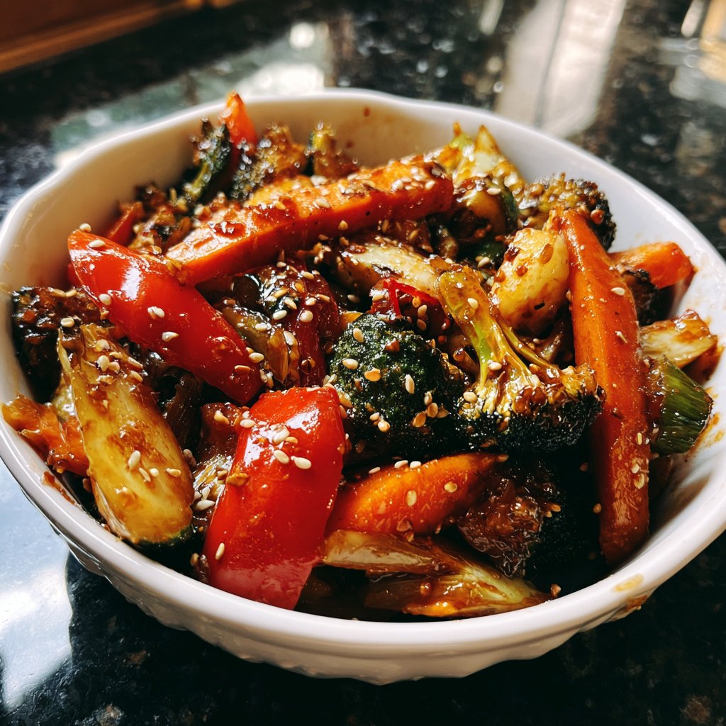 Asiatische Gemüsepfanne mit Sesam