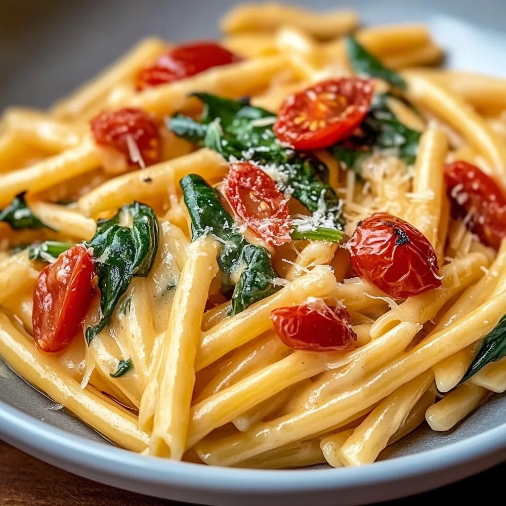 Köstliche Spinat-Tomaten-Pasta