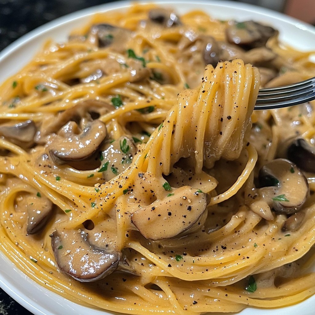 Spaghetti mit cremiger Pilzsauce