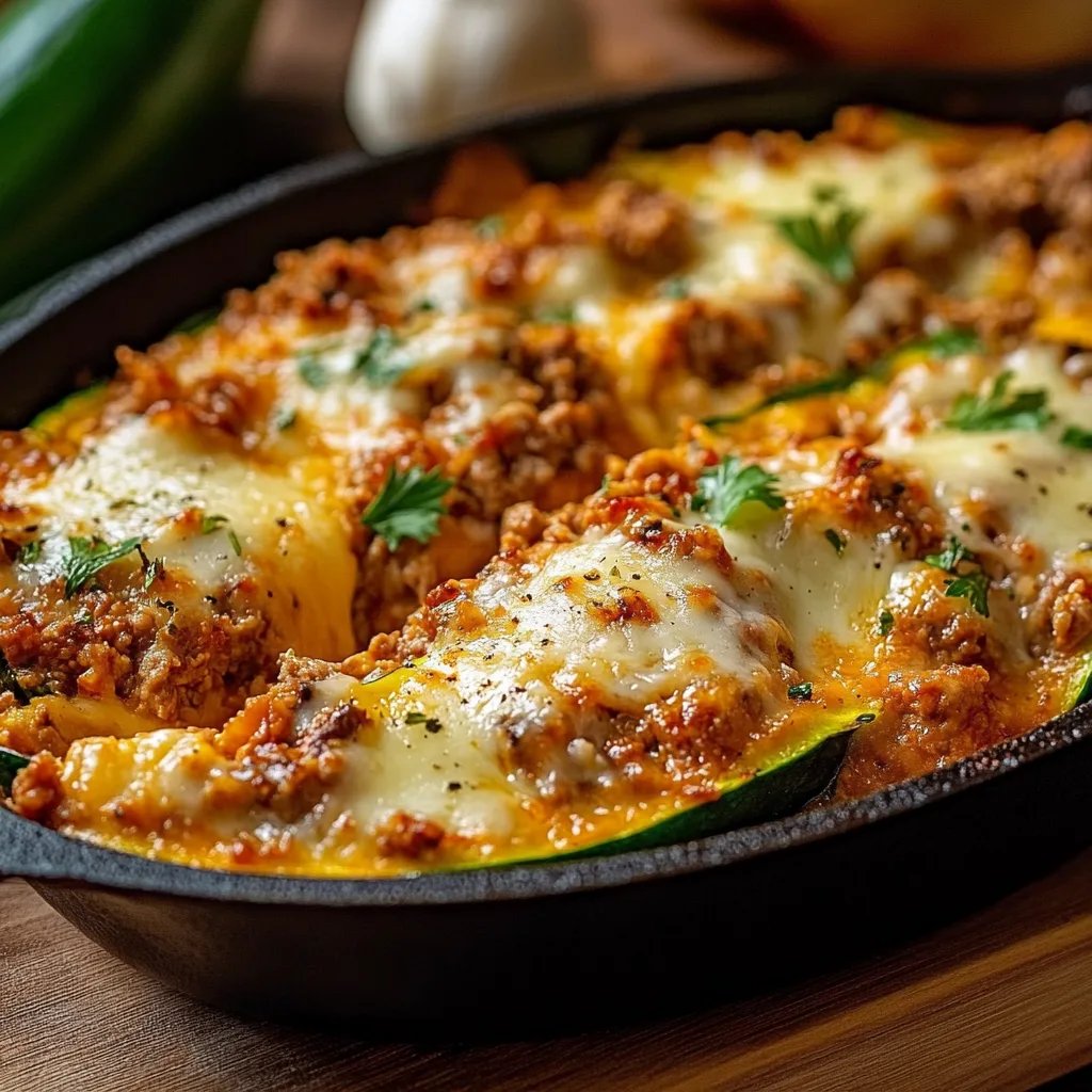 Gefüllte Zucchini mit Hackfleisch und Käse