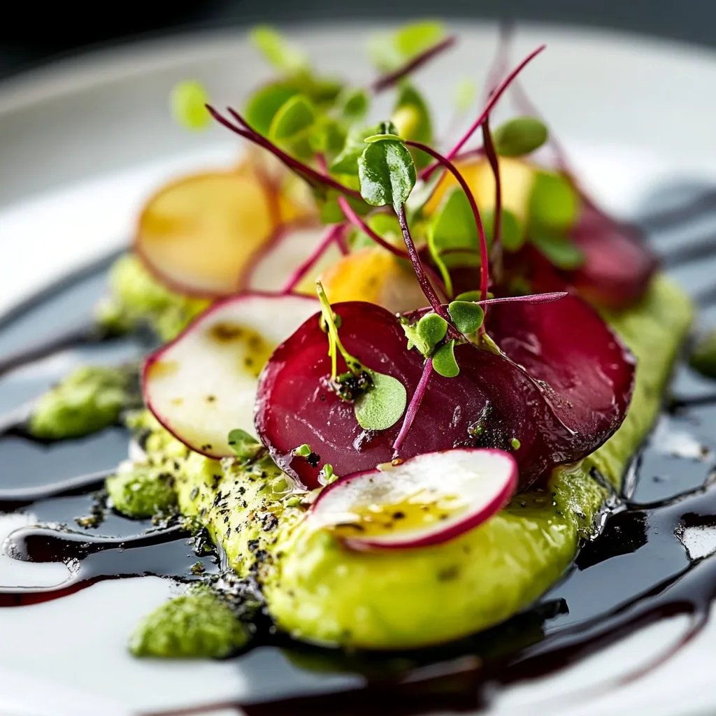 Rote-Bete-Carpaccio auf Avocado-Creme