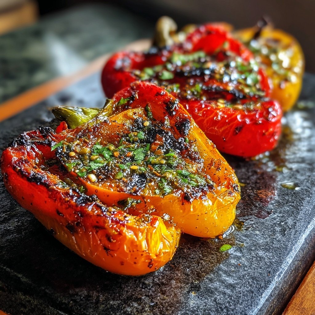 Gegrillte Paprika Mit Knoblauch Öl