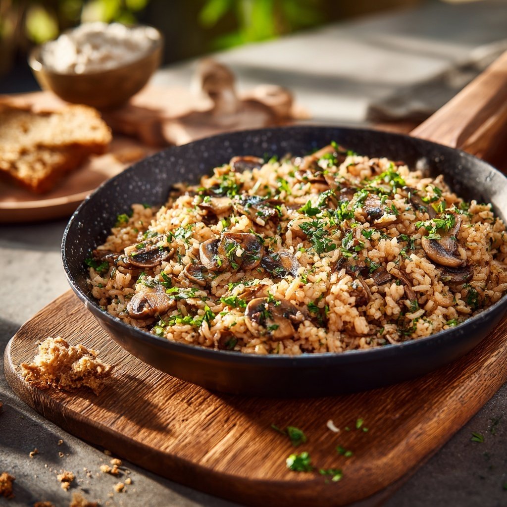 Kalorienarme Reispfanne Mit Champignons